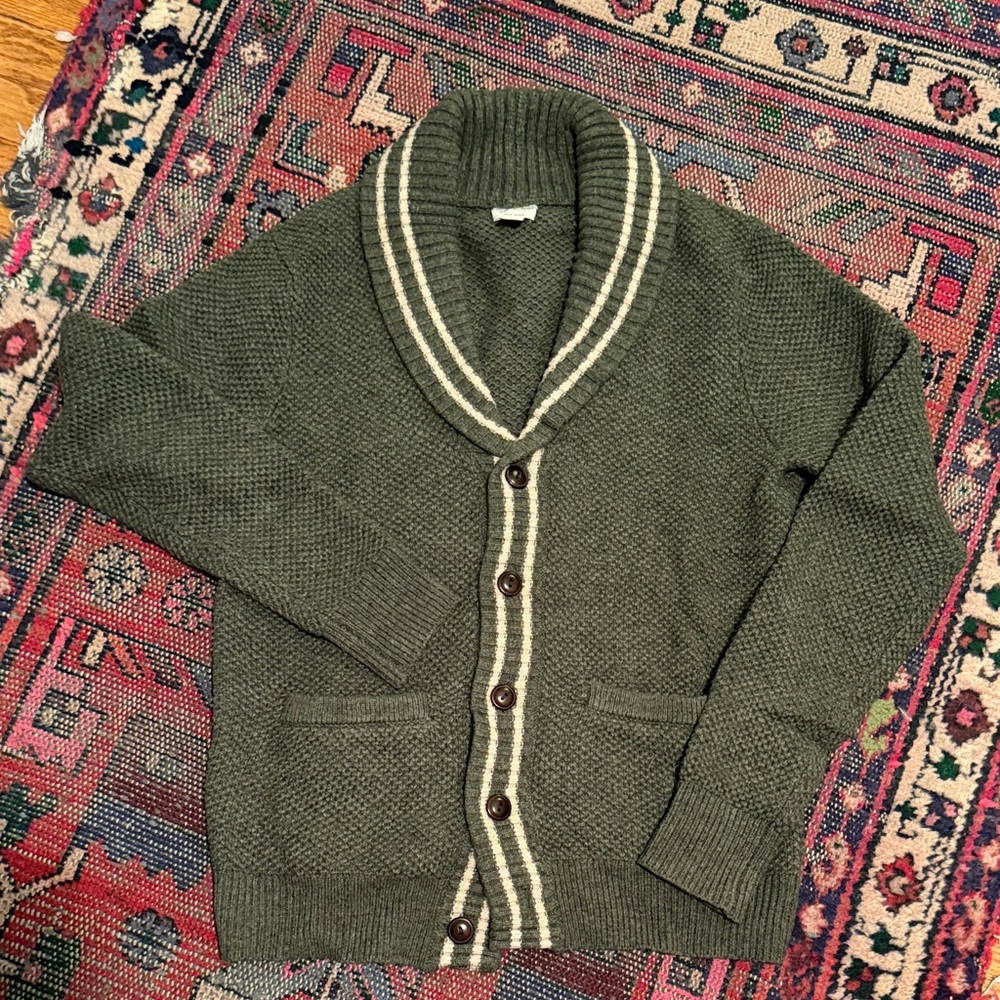 Olive J Crew Rugged Merino Shawl Collar Cardigan for Men